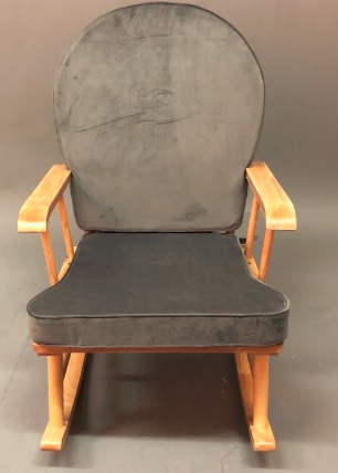 Rocking Chair- Natural-velvet-Dark Gray